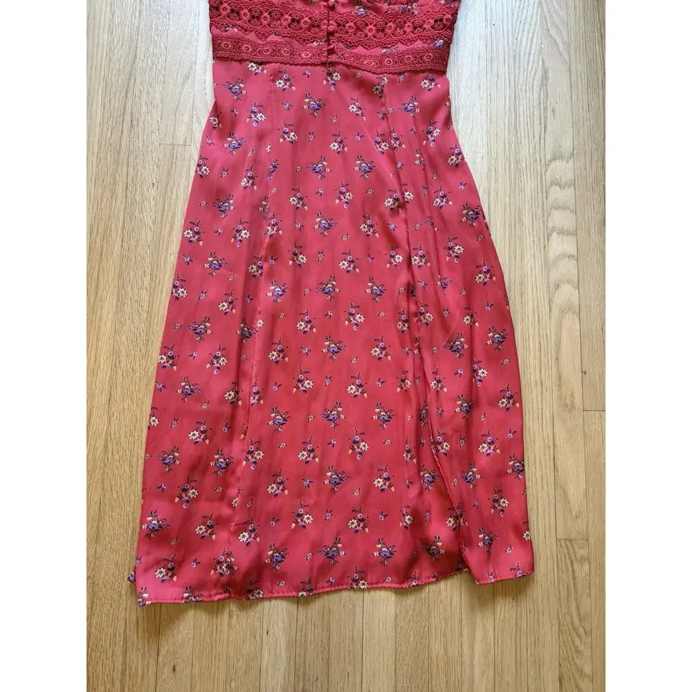 Free people Out & About Maxi Slip Dress In Cute Floral-red Size S - Picture 4 of 8